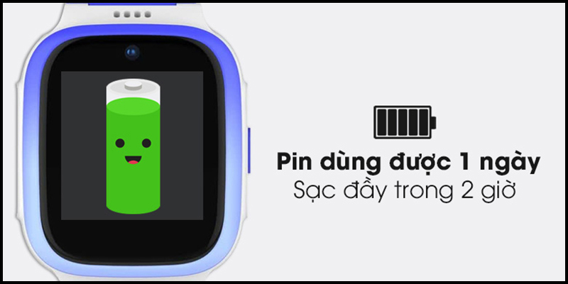 Pin của đồng hồ th&ocirc;ng minh trẻ em thường sẽ sử dụng được trong 1 ng&agrave;y